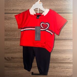 Tommy Hilfiger Red and Black Heart Baby Set